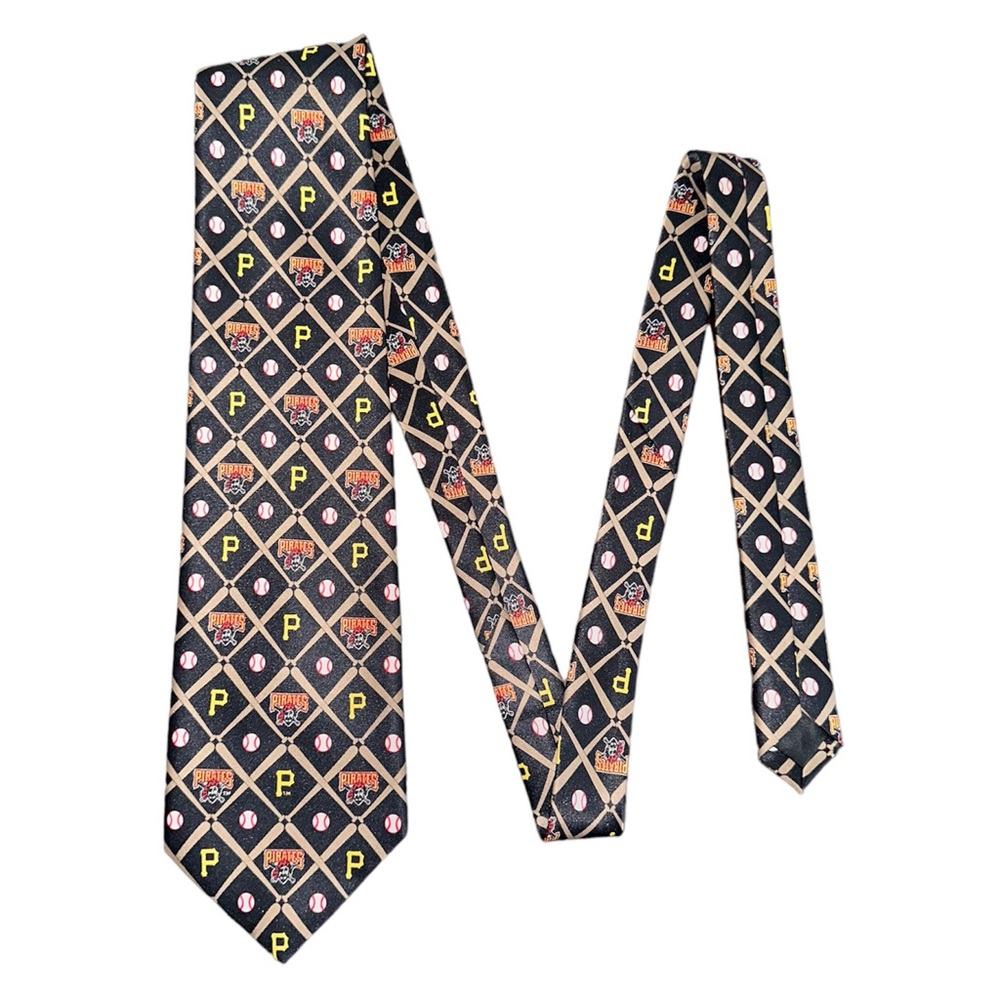 Vintage Ralph Marlin Tie MLB Pittsburgh Pirates Logo Crossed Bat Pattern Tie